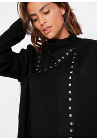bonprix - Długi sweter rozpinany z ćwiekami. Kolor: czarny. Długość: długie #3