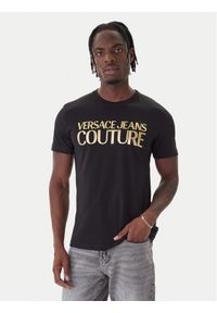 Versace Jeans Couture T-Shirt 79GAHT05 CJ00T Czarny Regular Fit. Kolor: czarny. Materiał: bawełna