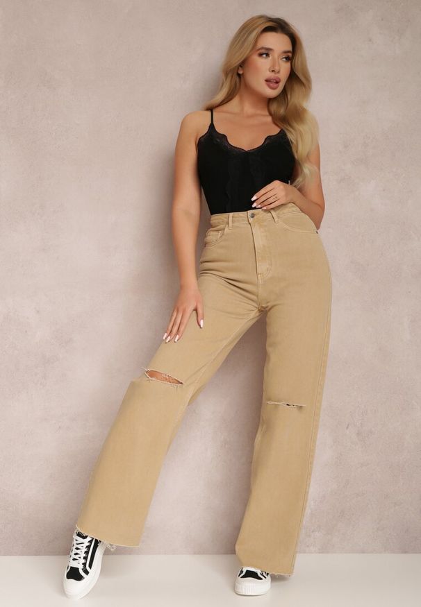 Renee - Czarne Body Ethemophis. Kolor: czarny. Materiał: dzianina, jeans, koronka. Wzór: aplikacja