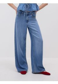 Reserved - Jeansy wide leg z lyocellu - niebieski. Stan: podwyższony. Kolor: niebieski