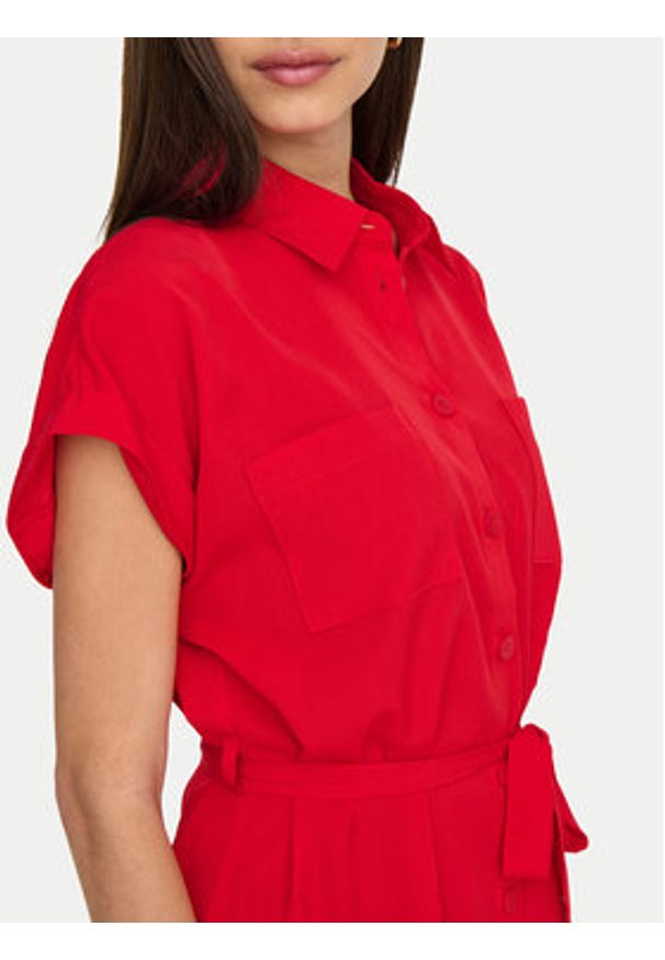 only - ONLY Sukienka koszulowa Hannover 15191953 Czerwony Regular Fit. Kolor: czerwony. Materiał: syntetyk. Typ sukienki: koszulowe