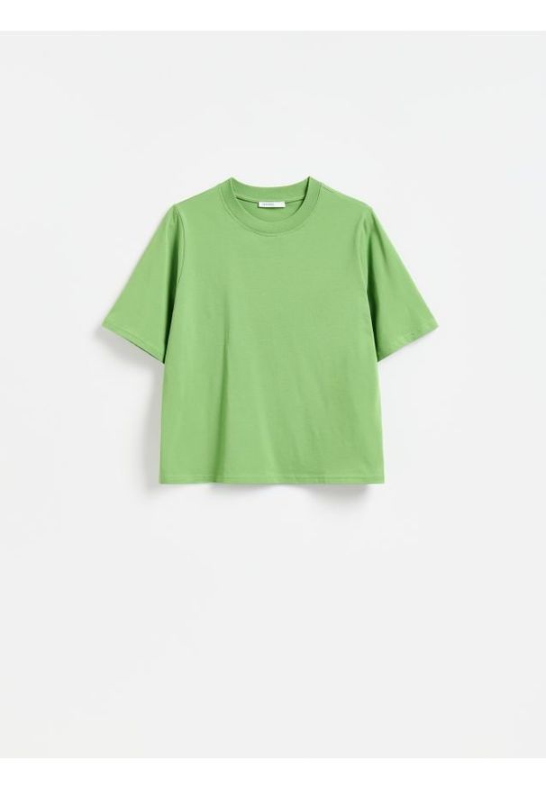 Reserved - T-shirt z bawełną - zielony. Kolor: zielony. Materiał: bawełna. Styl: klasyczny