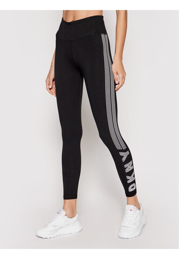 DKNY Sport Legginsy DP0P2318 Czarny Slim Fit. Kolor: czarny. Materiał: bawełna. Styl: sportowy