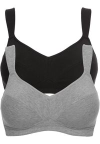 bonprix - Biustonosz bez fiszbinów z bawełną organiczną (2 szt.). Kolor: czarny. Materiał: bawełna #1