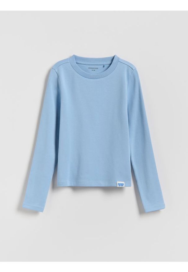 Reserved - Gładka koszulka - jasnoniebieski. Kolor: niebieski. Materiał: bawełna. Wzór: gładki