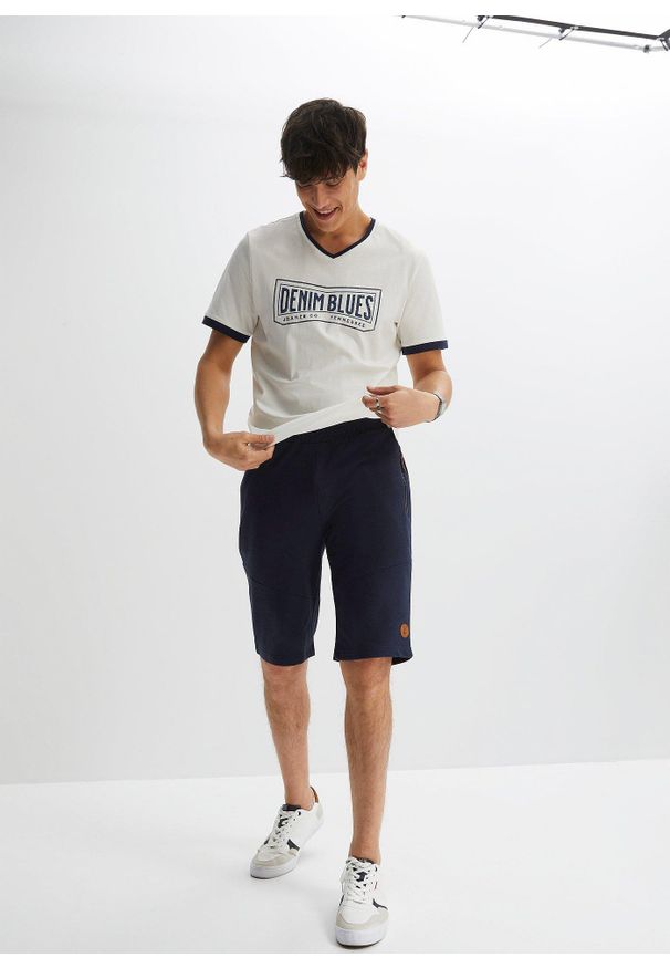 bonprix - Bermudy dresowe, Regular Fit. Kolor: niebieski. Materiał: dresówka