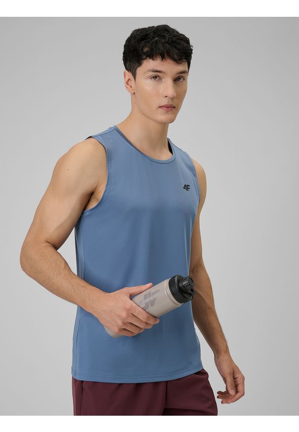 4f - 4F Koszulka treningowa regular szybkoschnąca męska - granatowa S. Kolor: niebieski. Długość rękawa: bez rękawów. Sport: fitness