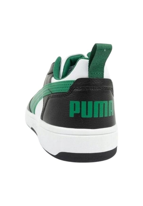 Puma - Męskie Buty Sportowe Rebound V6 Ze Skóry Ekologicznej. Kolor: czarny, zielony, biały, wielokolorowy. Materiał: skóra ekologiczna. Sport: turystyka piesza