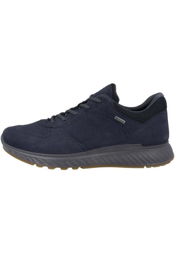 ecco - Buty do chodzenia męskie Ecco Sneaker Exostride M Low Gtx. Kolor: niebieski. Materiał: skóra. Szerokość cholewki: normalna. Sport: turystyka piesza