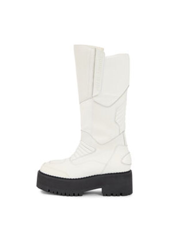 Tommy Jeans Kozaki Tjw Long Shaft Biker Boot EN0EN02376 Biały. Kolor: biały. Materiał: skóra