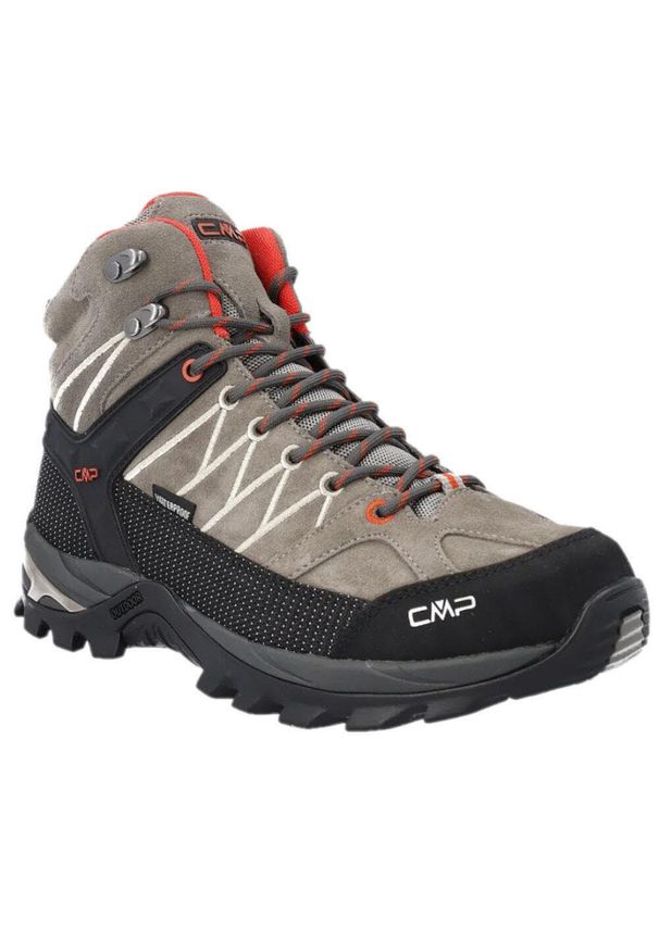 CAMPAGNOLO - Buty sportowe męskie trekkingowe CMP Rigel wodoodporne. Kolor: beżowy, czarny, wielokolorowy. Materiał: skóra. Szerokość cholewki: normalna. Styl: sportowy. Sport: turystyka piesza