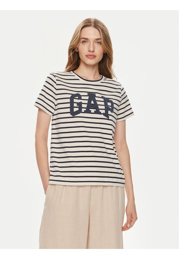 GAP - Gap T-Shirt 871061-00 Beżowy Regular Fit. Kolor: beżowy. Materiał: bawełna