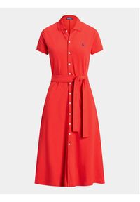 Polo Ralph Lauren Sukienka koszulowa Btn Polo Drs 211913304002 Czerwony Regular Fit. Typ kołnierza: polo. Kolor: czerwony. Materiał: bawełna. Typ sukienki: koszulowe #3