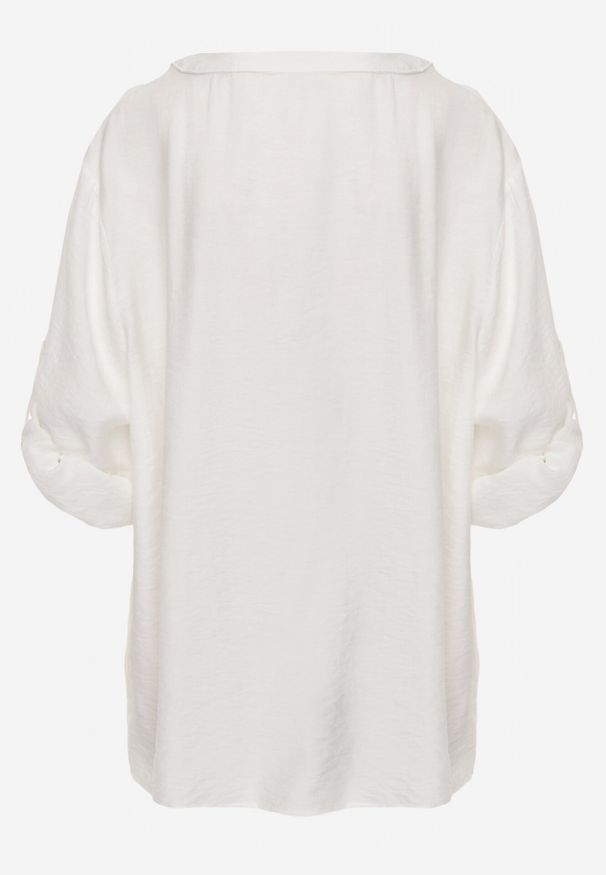 Born2be - Biała Wiskozowa Koszula Boho z Haftem i Podpinanymi Rękawami 3/4 Cheridenah. Okazja: na co dzień. Kolekcja: plus size. Kolor: biały. Materiał: wiskoza. Wzór: haft. Styl: boho