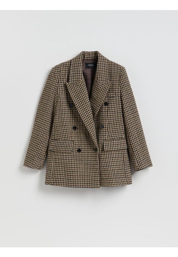 Reserved - Dwurzędowa marynarka z dodatkiem wełny - wielobarwny. Materiał: wełna