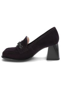 Fioletowe Półbuty Simen Eleganckie Skórzane Buty Na Obcasie. Zapięcie: bez zapięcia. Kolor: fioletowy. Materiał: skóra. Szerokość cholewki: normalna. Obcas: na obcasie. Styl: elegancki. Wysokość obcasa: średni #4