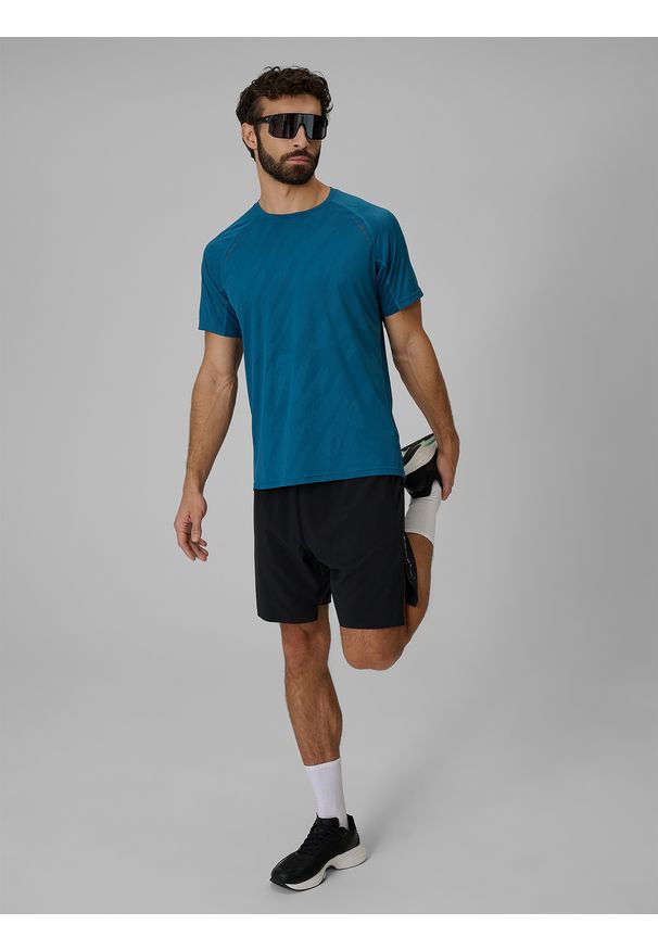 4f - 4F Koszulka do biegania szybkoschnąca męska - turkusowa S. Kolor: turkusowy. Materiał: tkanina. Długość: długie. Sport: fitness, bieganie