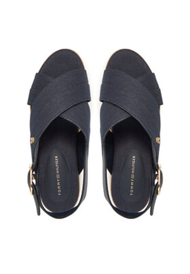 TOMMY HILFIGER - Tommy Hilfiger Espadryle Denim Espadrille Platform Sandal FW0FW08669 Granatowy. Kolor: niebieski. Materiał: materiał. Obcas: na platformie