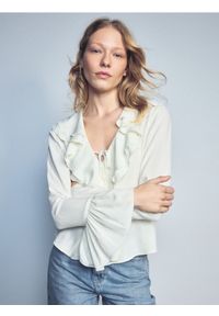 Reserved - Bluzka z falbanami - złamana biel. Materiał: tkanina, wiskoza #1