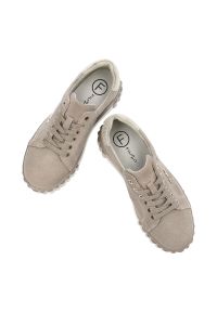 Beżowe Sneakersy Filippo Sportowe Obuwie Damskie. Zapięcie: sznurówki. Kolor: beżowy. Materiał: guma, zamsz #3