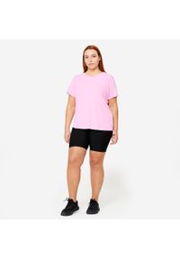 DOMYOS - Spodenki fitness damskie Domyos krótkie. Kolekcja: plus size. Kolor: czarny. Materiał: materiał, elastan, poliester. Długość: krótkie. Sport: fitness