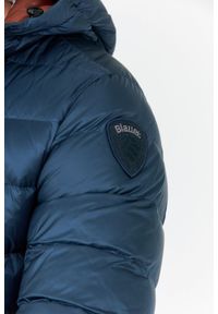 Blauer USA - BLAUER Morska puchowa kurtka męska z kapturem, Rozmiar XXL. Typ kołnierza: kaptur. Kolor: niebieski. Materiał: puch