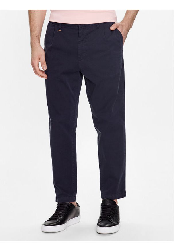 BOSS - Boss Spodnie materiałowe 50489106 Granatowy Slim Fit. Kolor: niebieski. Materiał: bawełna