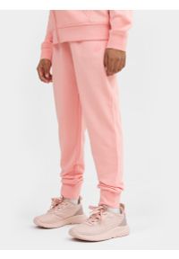 4f - Spodnie dresowe joggery dziewczęce. Kolor: różowy. Materiał: dresówka. Sezon: wiosna #2