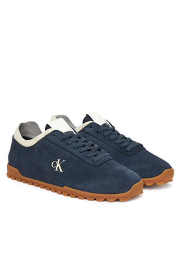 Calvin Klein Jeans Sneakersy Low Profile Runner Su YM0YM01288 Granatowy. Kolor: niebieski. Materiał: skóra, zamsz