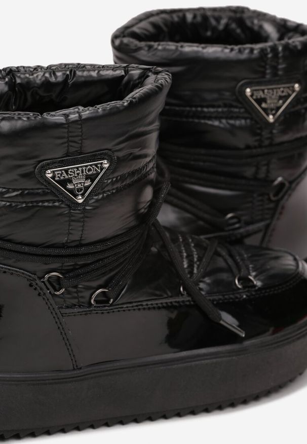 Born2be - Czarne Śniegowce z Elastycznym Sznurowaniem Nace. Okazja: na co dzień. Kolor: czarny. Styl: casual