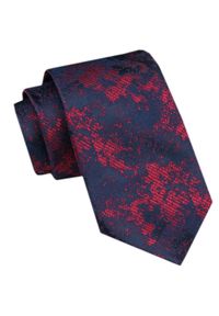 Modny Krawat Męski - Alties - Czerwono-Granatowy. Kolor: wielokolorowy, czerwony, niebieski. Materiał: tkanina. Styl: elegancki, wizytowy