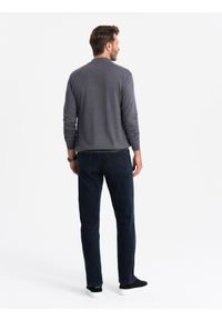 Ombre Clothing - Męski półgolf dzianinowy z wiskozą - szary melanż V3 - Rozmiar: XXL. Typ kołnierza: golf. Kolor: szary. Materiał: wiskoza, dzianina. Wzór: melanż #5