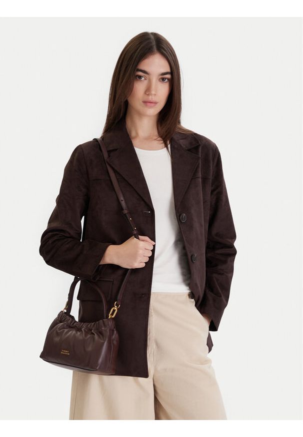 TOMMY HILFIGER - Tommy Hilfiger Torebka Soft Leather Mini Crossover AW0AW18306 Brązowy. Kolor: brązowy. Materiał: skórzane