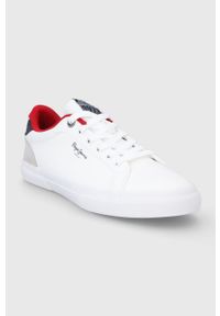 Pepe Jeans buty Kenton Colours kolor biały. Nosek buta: okrągły. Zapięcie: sznurówki. Kolor: biały. Materiał: guma. Obcas: na obcasie. Wysokość obcasa: niski #4