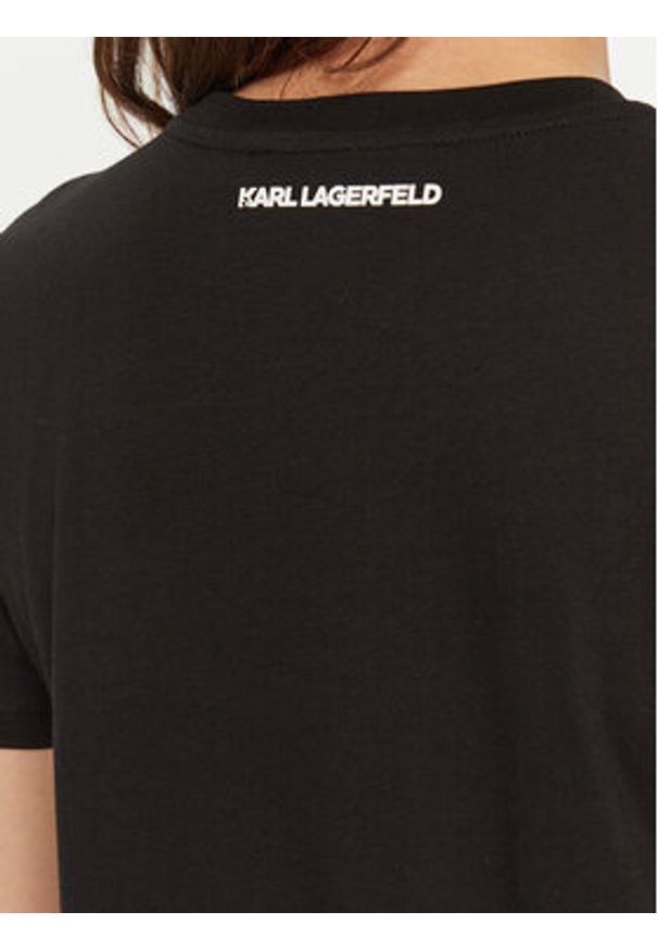 Karl Lagerfeld - KARL LAGERFELD T-Shirt A1W17131 Czarny Regular Fit. Typ kołnierza: dekolt w karo. Kolor: czarny. Materiał: bawełna