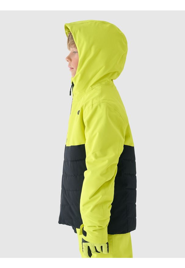 4f - 4F Kurtka narciarska membrana 5000 chłopięca - zielona 134 (8-9 lat). Okazja: na co dzień. Typ kołnierza: kaptur. Kolor: zielony. Materiał: poliester, dzianina, materiał, tkanina. Wzór: gładki. Sezon: lato. Styl: klasyczny, casual, sportowy
