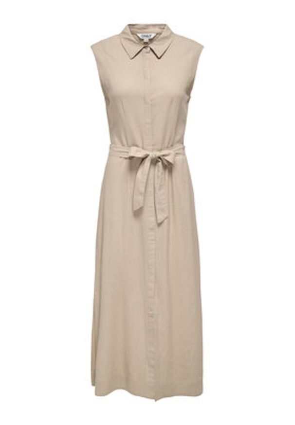 only - ONLY Sukienka koszulowa Goa 15363697 Beżowy Regular Fit. Kolor: beżowy. Materiał: wiskoza. Typ sukienki: koszulowe