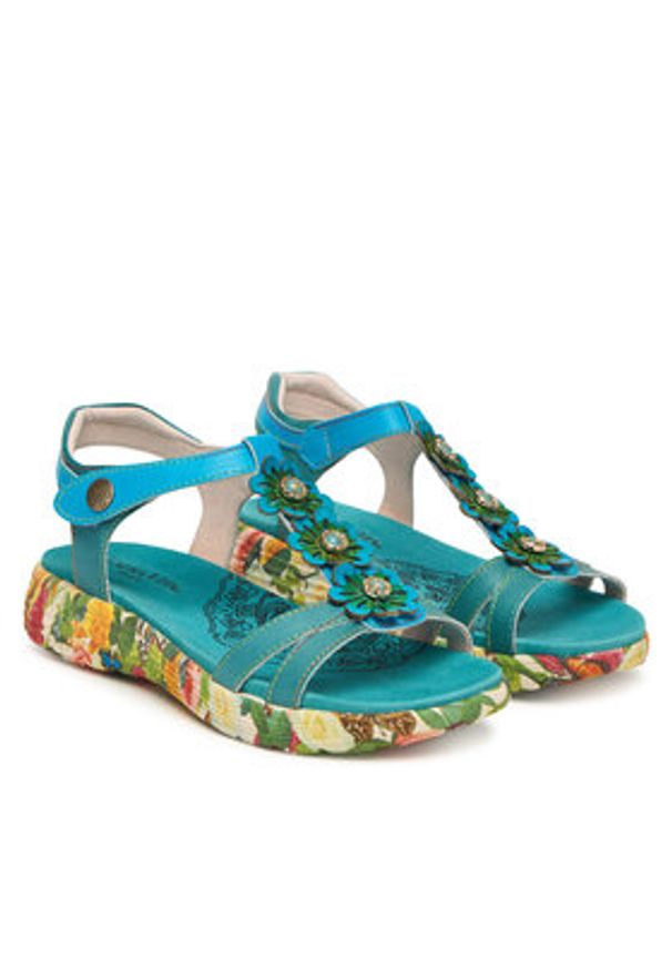 Laura Vita Sandały Sanao 54 Turkusowy. Kolor: turkusowy. Materiał: skóra