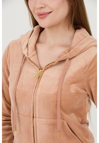 Juicy Couture - JUICY COUTURE Beżowa damska bluza Robertson Gold Hoodie, Rozmiar M. Kolor: beżowy