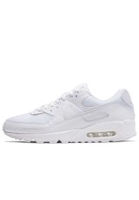 Buty męskie Nike Air Max 90 CN8490-100 - białe. Okazja: na co dzień. Kolor: biały. Materiał: guma, skóra, syntetyk. Szerokość cholewki: normalna. Model: Nike Air Max 90, Nike Air Max. Sport: fitness