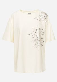 Born2be - Jasnobeżowy T-shirt Bawełniany z Ozdobnymi Cekinami Greyfeather. Okazja: do pracy, na co dzień, na spotkanie biznesowe. Kolekcja: plus size. Kolor: beżowy. Materiał: bawełna. Długość: długie. Wzór: gładki. Styl: elegancki, biznesowy, casual #7