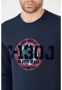 Aeronautica Militare - AERONAUTICA MILITARE Granatowy męski longsleeve bawełniany. Kolor: niebieski. Materiał: bawełna. Długość rękawa: długi rękaw #4