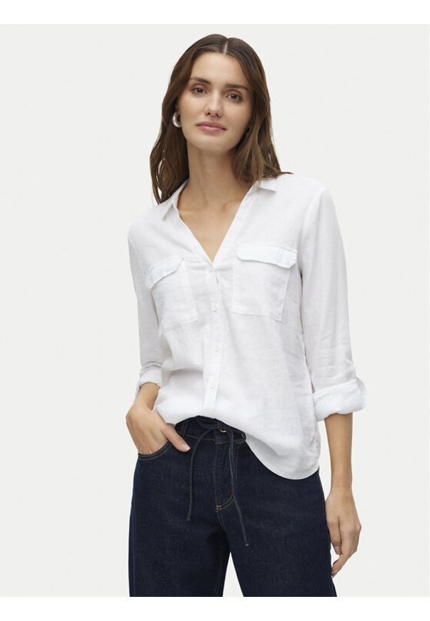 Vero Moda Koszula Linn 10308407 Biały Regular Fit. Kolor: biały. Materiał: wiskoza, len