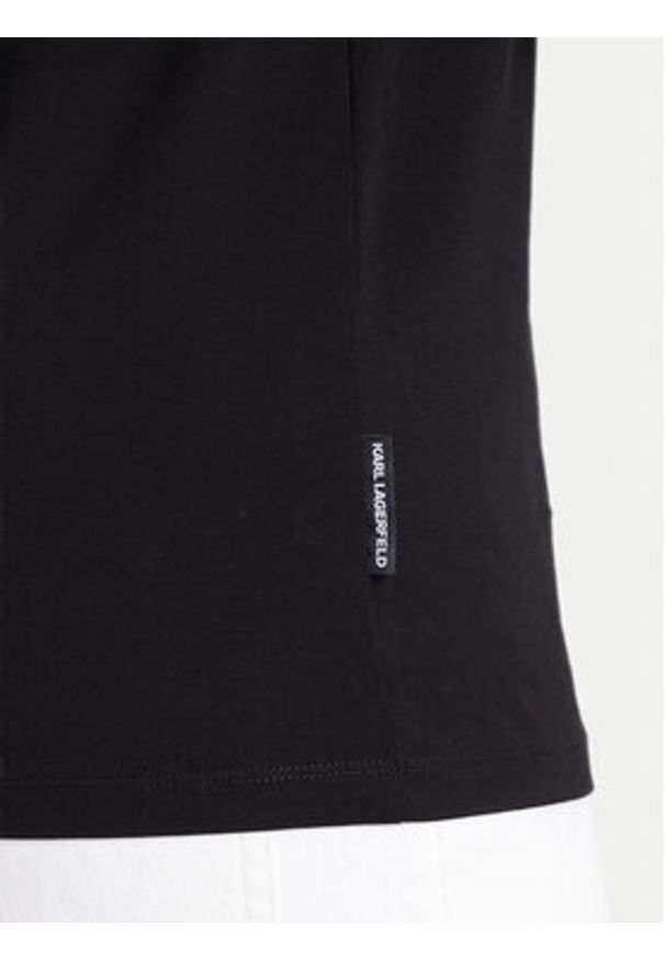 Karl Lagerfeld - KARL LAGERFELD T-Shirt 755041 553225 Czarny Regular Fit. Typ kołnierza: dekolt w karo. Kolor: czarny. Materiał: bawełna