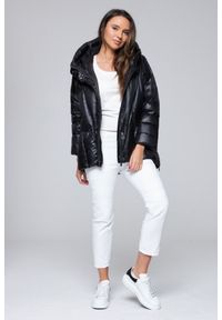 DIEGO M Czarna damska kurtka puchowa z kapturem, Rozmiar 38 EU - 42 IT. Typ kołnierza: kaptur. Kolor: czarny. Materiał: puch #3