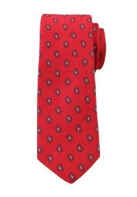 Wyrazisty Krawat Męski w Modny Wzór Paisley -6cm- Angelo di Monti, Czerwony. Kolor: czerwony. Wzór: grochy, paisley #1