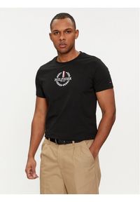 TOMMY HILFIGER - Tommy Hilfiger T-Shirt Global Stripe MW0MW34388 Czarny Regular Fit. Kolor: czarny. Materiał: bawełna