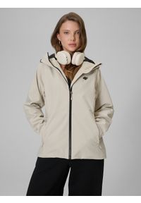 4f - 4F Kurtka przejściowa membrana 5000 damska - beżowa L. Okazja: na co dzień. Kolor: beżowy. Długość rękawa: raglanowy rękaw. Styl: casual #1