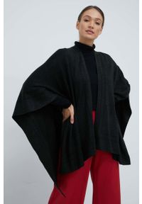 Lauren Ralph Lauren poncho kolor zielony lekkie. Kolor: zielony. Materiał: dzianina. Wzór: ze splotem #1