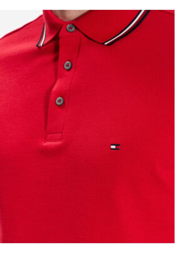 TOMMY HILFIGER - Tommy Hilfiger Polo 1985 Rwb Tipped MW0MW30750 Czerwony Slim Fit. Typ kołnierza: polo. Kolor: czerwony. Materiał: bawełna